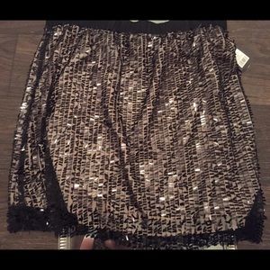 Sequined and lined mini skirt